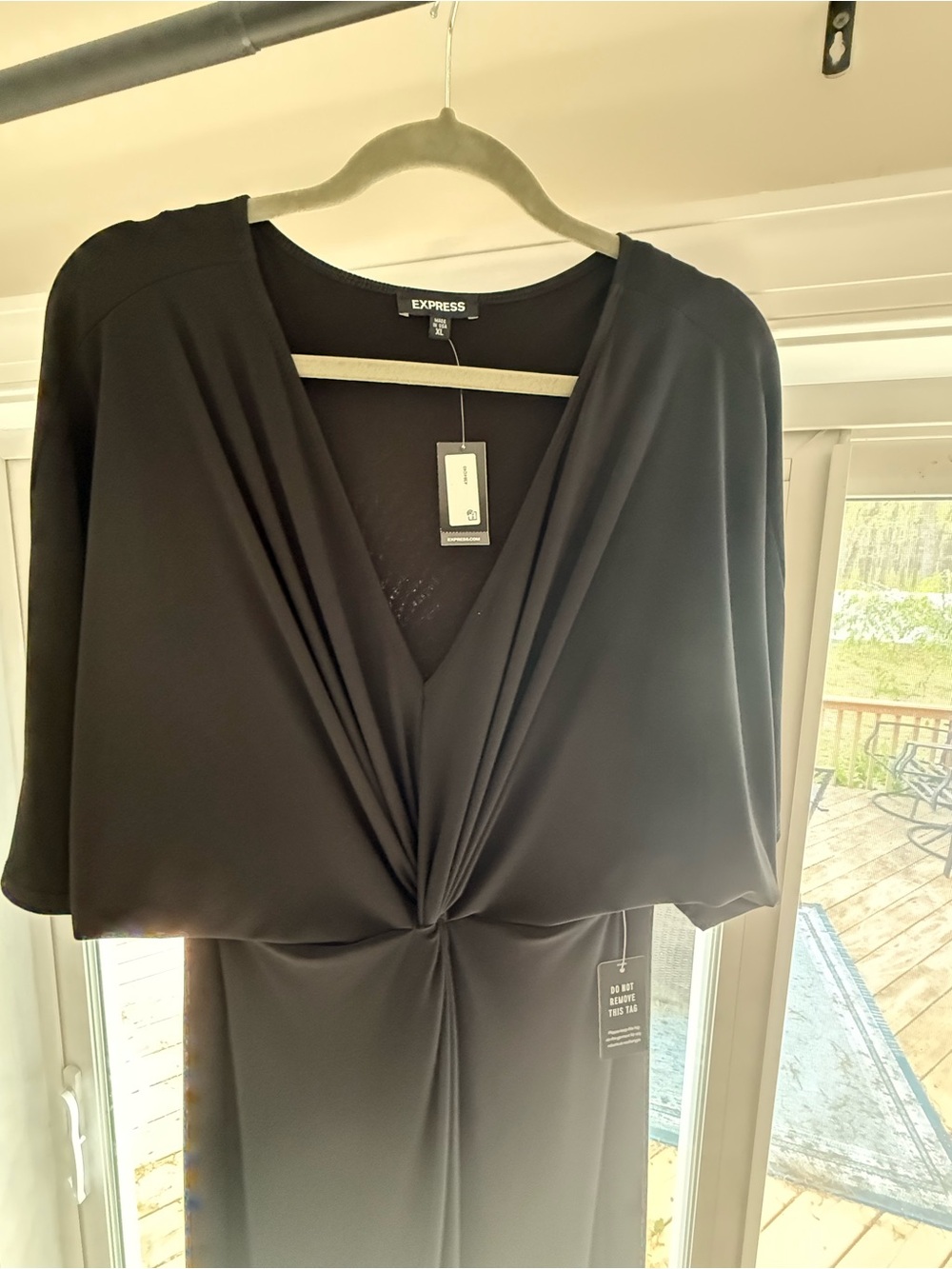 Express Long Black Short Sleeve Dress, Size XL